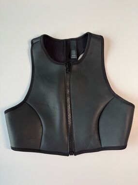 SKIMS RUBBERIZED SCUBA SWIM HIGH NECK BIKINI TOP Onyx Size Small